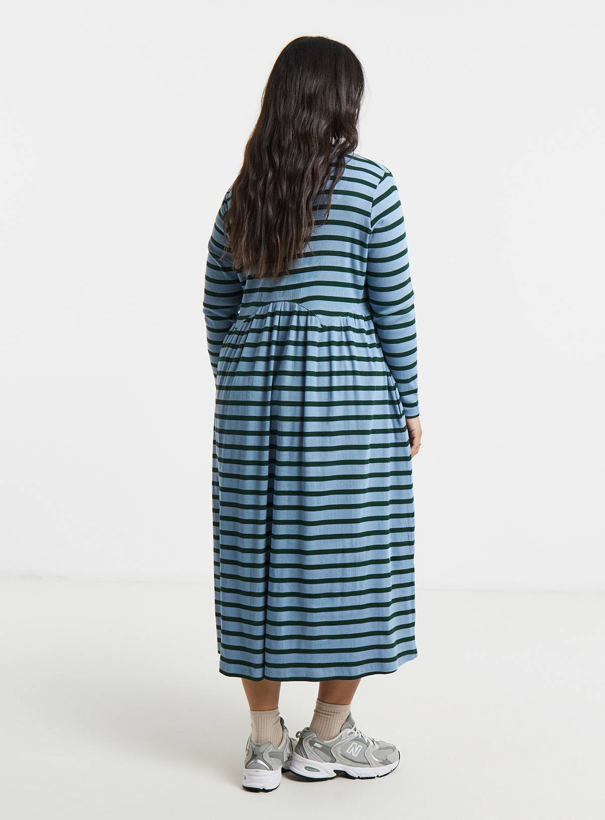 SIMPLY BE Stripe Ribbed Smock Midi Dress 30 - Image 2